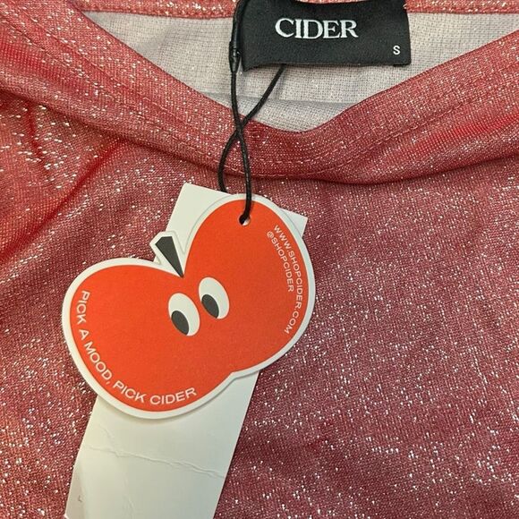 CIDER Women’s Red Glitter Ruched Asymmetrical Sleeveless Tank Top Size Small NWT - Picture 6 of 8